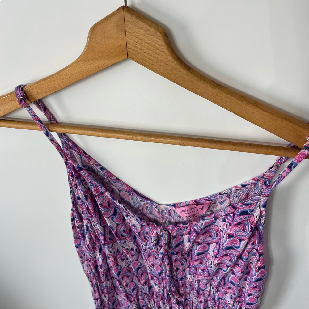 Simply Southern Y2K Pink & Purple Paisley Keyhole Maxi Slip Dress, size XL - Picture 7 of 12